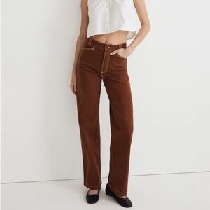 Madewell The Petite Emmett 2.0 Wide-Leg Garment Dyed Pants Brown Size 27P